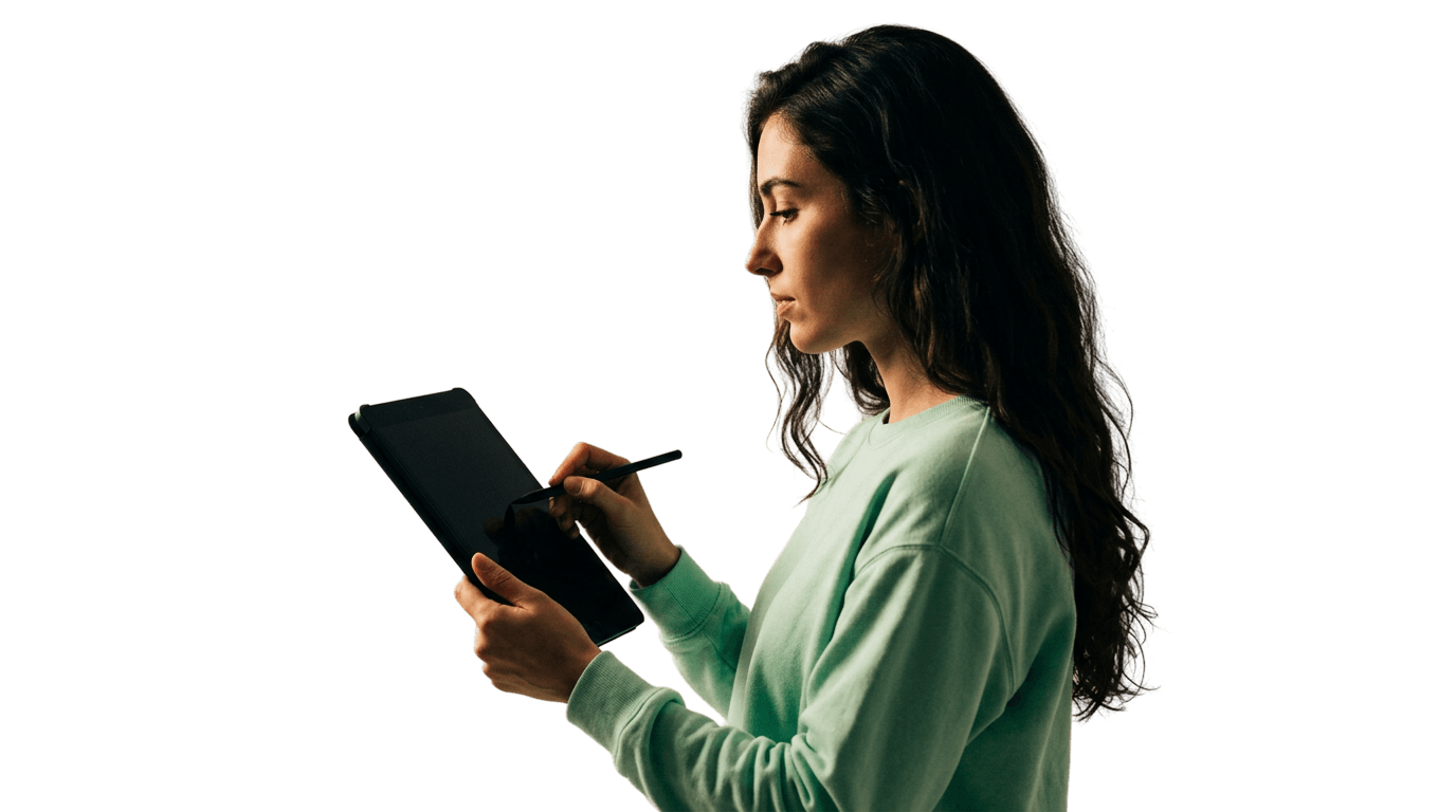 Recruiter werkt op een tablet